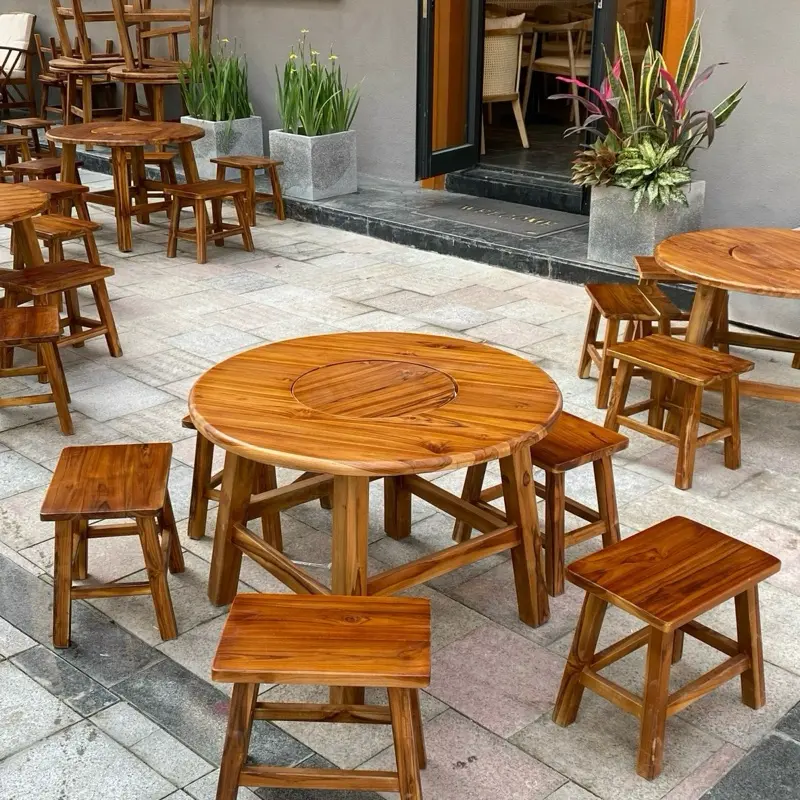 Ghế đẩu, ghế tựa gỗ Teak Quán Cà Phê
