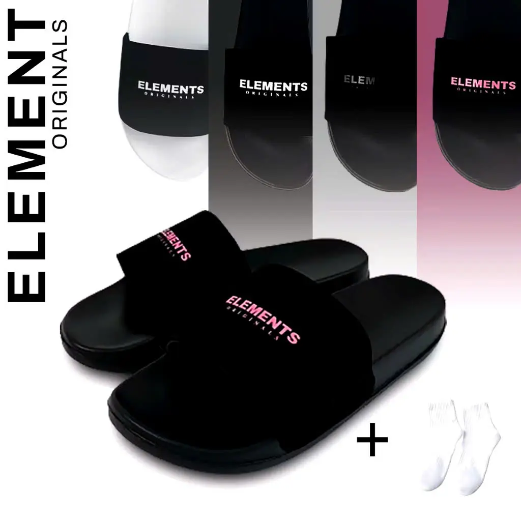 Dép Quai Ngang Unisex Nam Nữ ELEMENTS Thời Trang,Trẻ Trung, Đế PU Ba Màu Đen Trắng DéP Slipper Dép Lê Đế Bằng