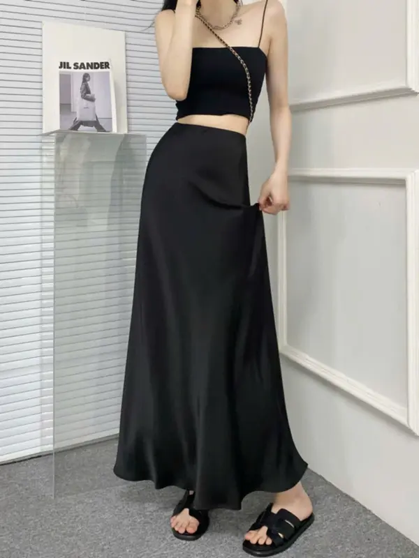 Chân váy Lụa Vân Gỗ Dáng Dài chữ A Thanh lịch, Nữ Tính, Cực Xinh 3