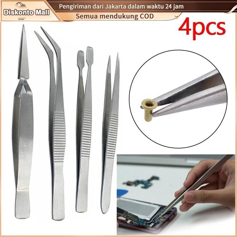 Set 4 Buah Pinset Presisi Pinset Elektronik Tebal Baja Tahan Karat ...