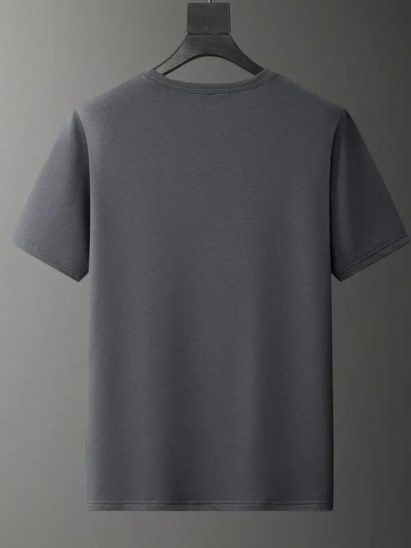 Men's Regular Fit Solid Round Neck Short Sleeve Tee Summer Clothes, Plain Crew Neck T-shirt for Men, Casual Comfy Knitting Mens Tracksuit Top for Summer Travel 4
