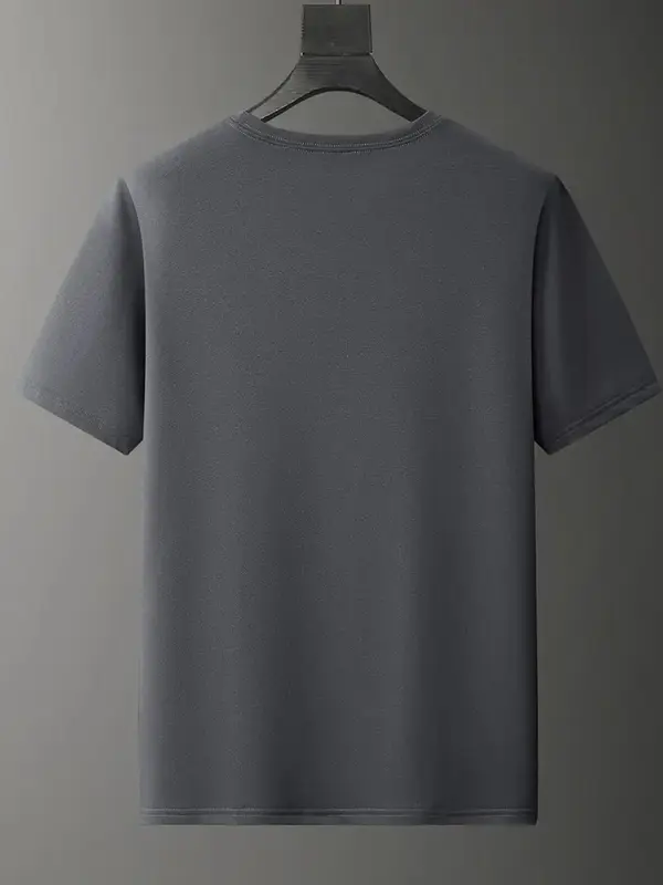 Men's Regular Fit Solid Round Neck Short Sleeve Tee Summer Clothes, Plain Crew Neck T-shirt for Men, Casual Comfy Knitting Mens Tracksuit Top for Summer Travel 4