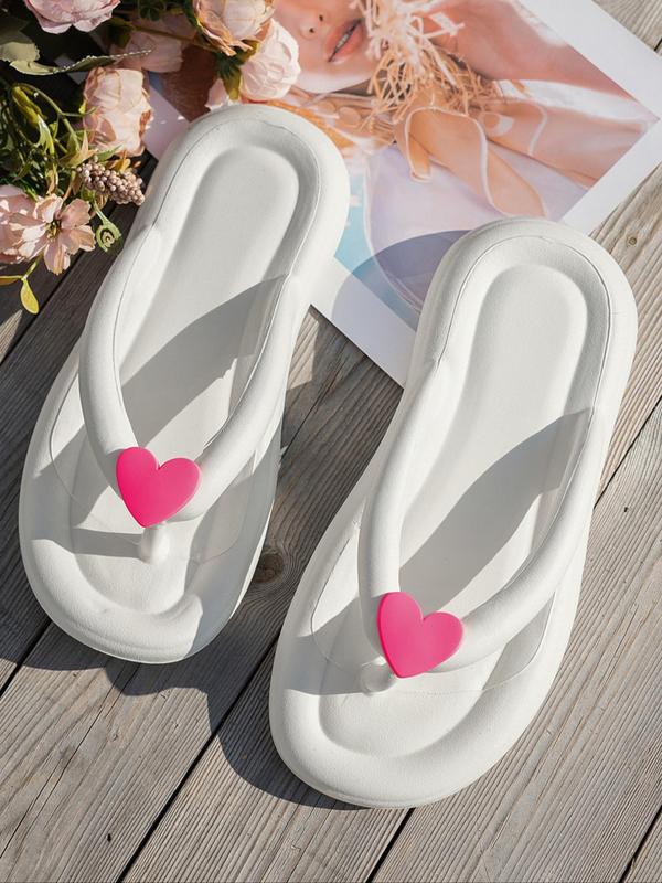 Women's Heart Design Slides, Casual Comfortable Home Slippers, Lightweight Slippers for Indoor & Outdoor Wear, Summer Barefoot Shoes for Beach, Girl 4
