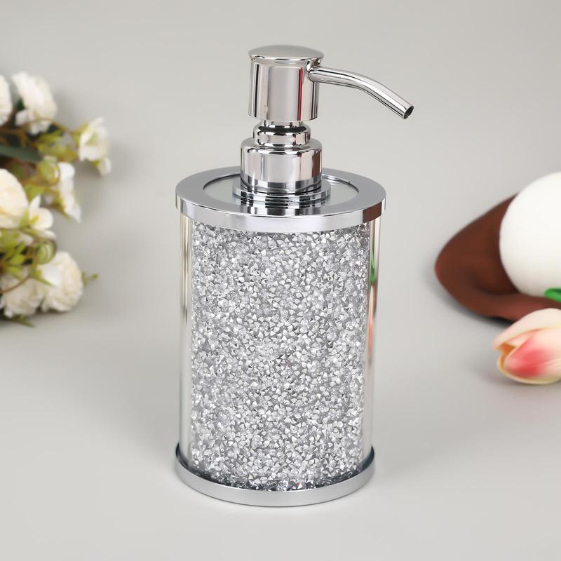 Glitter Bathroom Soap Dispenser, 2 Counts Press Type Soap Dispenser, Bathroom Supplies for Home Hotel 6