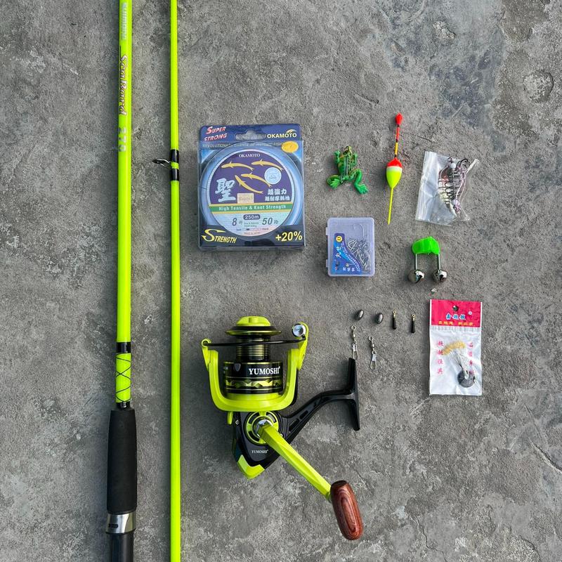 Combo Cần Câu Cá Shimalo Câu Lanxe Nhấc Tĩnh 7kg (tải cá 15kg), Cần Shimalo Scabar XANH Và Máy OE - Đi Câu, Bắt Cá