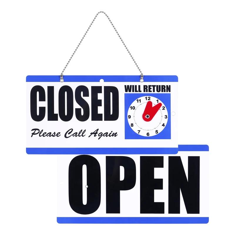 Temporary Closed Sign with Business Hours Clock, Plastic Sign with ...