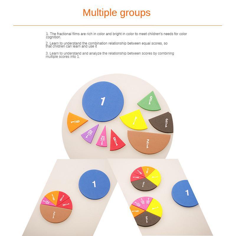 Product Introduction of 9pc/set Math Circle, Fractional Addition and Subtraction Circle, Math Teaching Tool for Kids, Educational Supplies 6