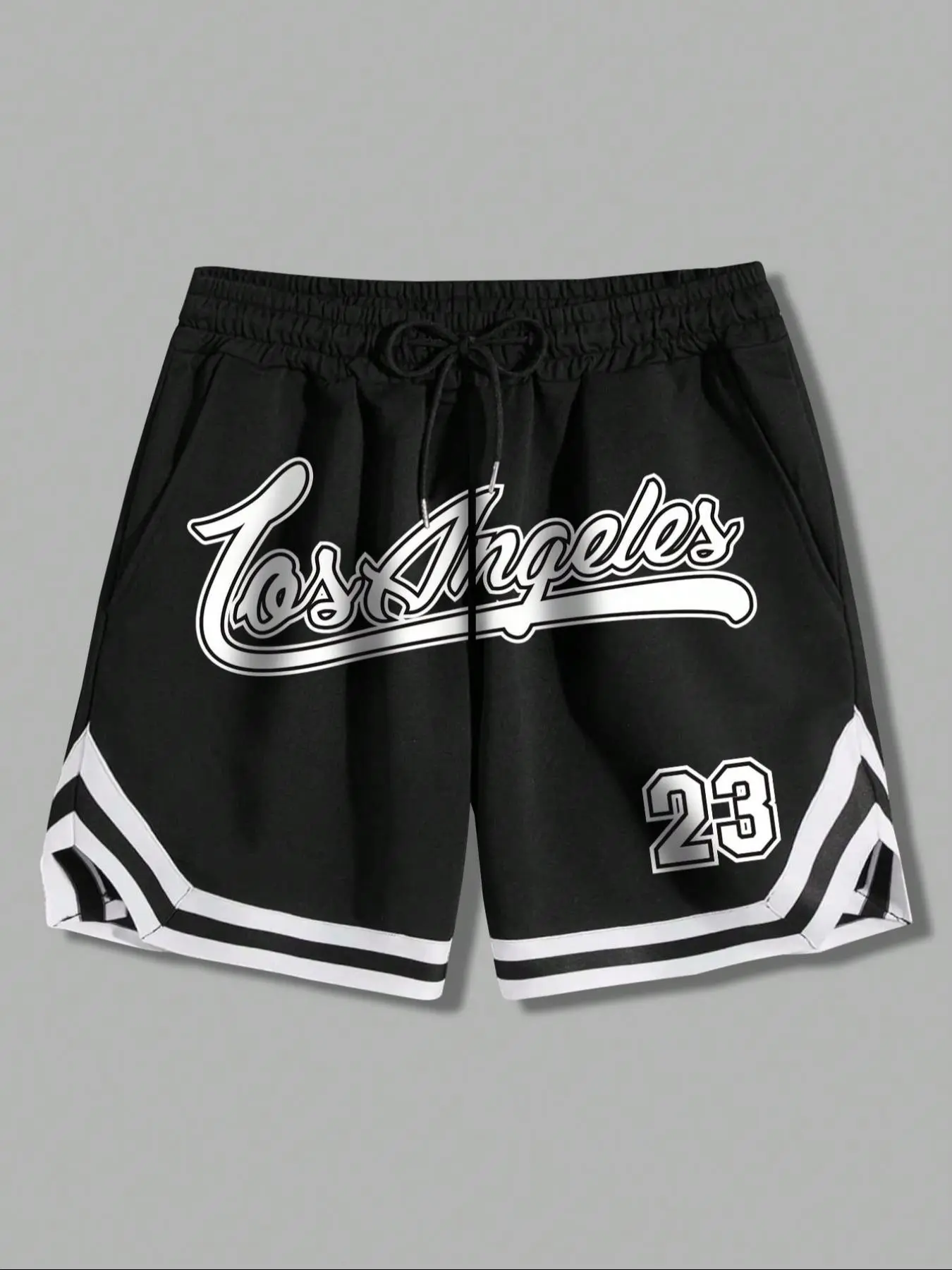 Men's Letter Print Contrast Binding Gym Shorts, Casual Comfy Breathable Shorts for Outdoor Sports, Menswear for All Seasons