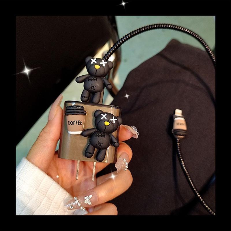 Bảo vệ cáp sạc 18/20w mẫu gấu coffe dễ thương Phone Phụ Kiện