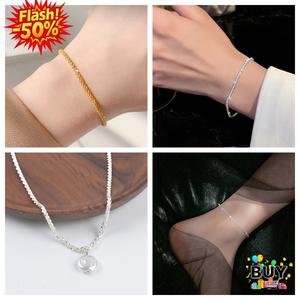 สร้อยข้อมือเงา, สร้อยข้อเท้าโซ่, สร้อยคอจี้, ต่างหูห่วง, ราคาไม่แพง, หรูหรา, เครื่องประดับเรียบง่าย, ของขวัญสำหรับผู้หญิง, สีทองและสีเงิน