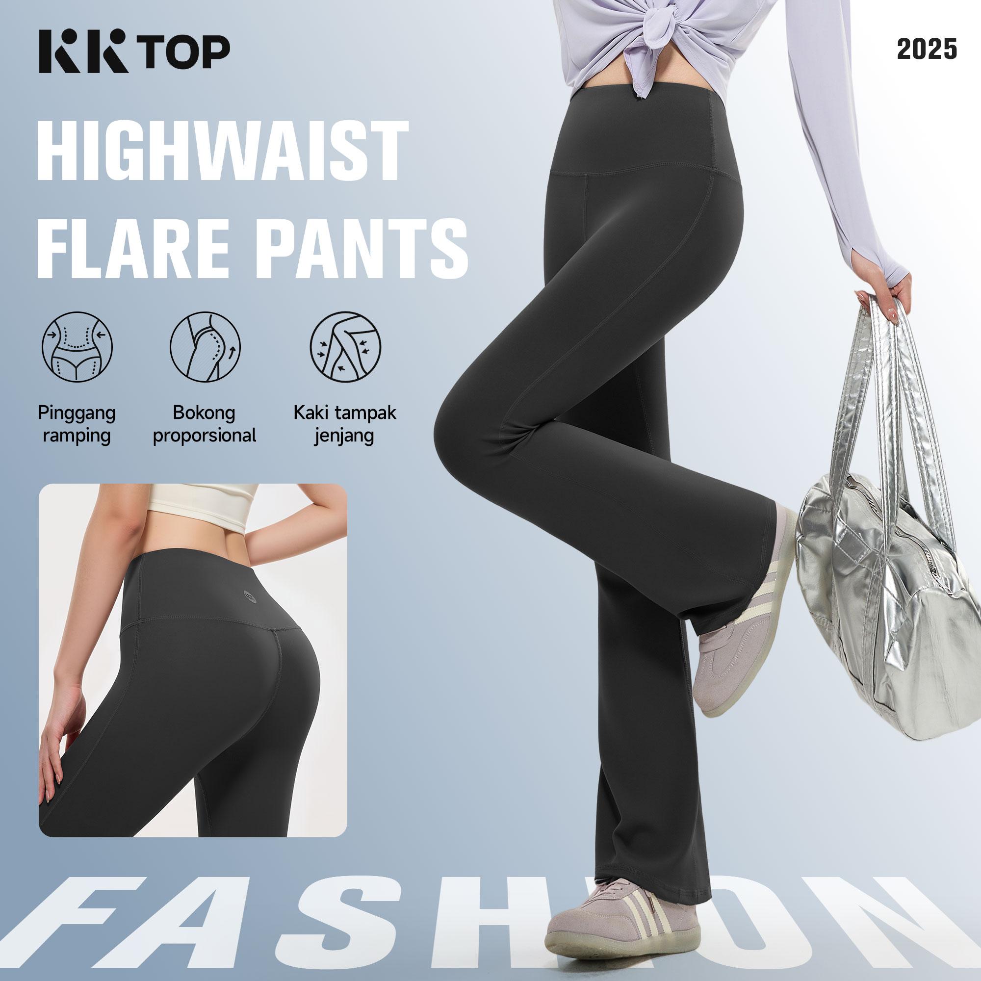 KKTOP Celana Olahraga Yoga Wanita Legging Sport Celana Cutbray Olahraga High Waist Pants Gym (C001)