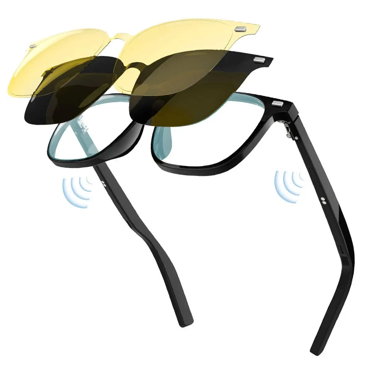 Smart Glasses, Wireless Calling Glasses with Polarized & Night Vision Lenses, HD Audio Music Headset Sunglasses for Sports, Riding, Stocking Fillers Gift