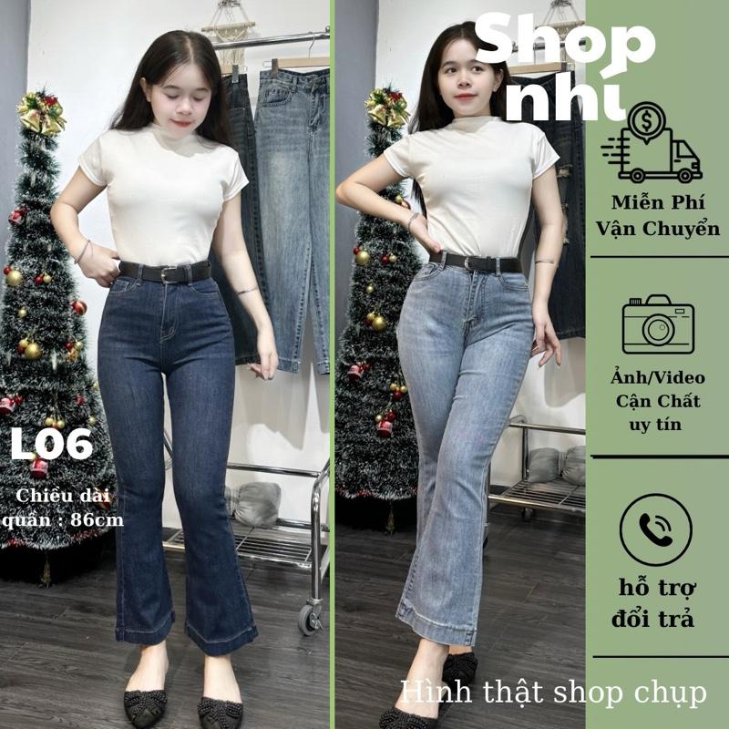 Quần Jean Nữ Bò Dáng Ôm Loe Lỡ 3p Trơn Lưng Cao Cotton Co giãn Mềm Mịn , Dài 85cm Đủ Size S/M/L (L06) Voi Pants Ong Women