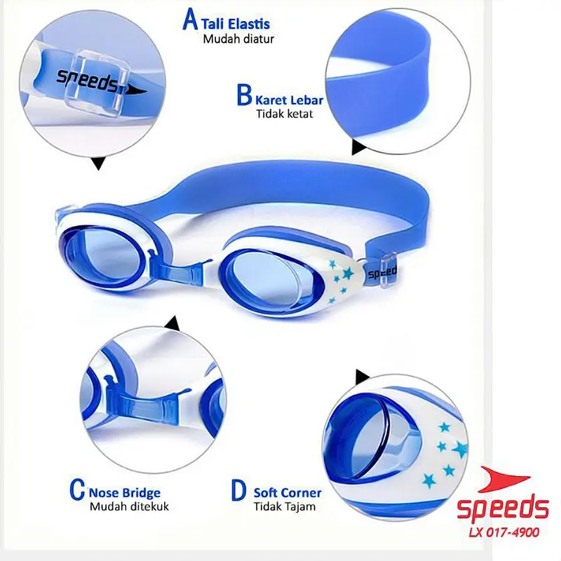 Speeds Kacamata Renang Anak Anti Fog Anti Air Nyaman Dimata Uniseks 017-4900 1