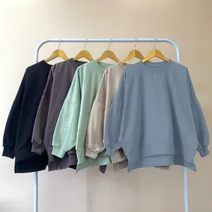 Sweater XXXL Oversize Sweater Oblong Wanita Bigsize Atasan Crewneck  Nyaman Bahan Fleece Sweatshirt Baju Basic Panjang Hoodie