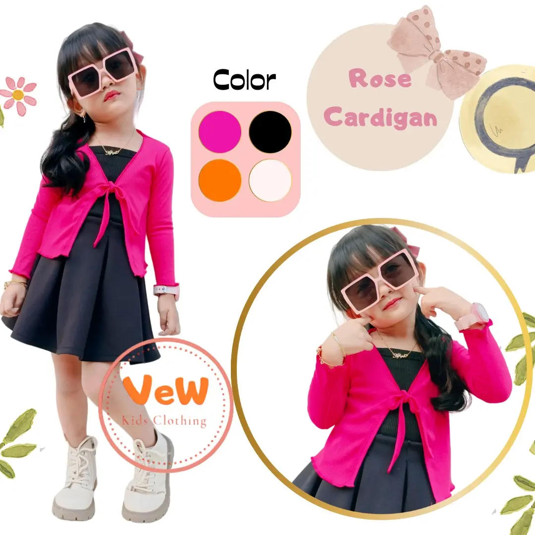 VEW - ROSE CARDIGAN - cardigan anak Crop Ruffle Korean Fashion