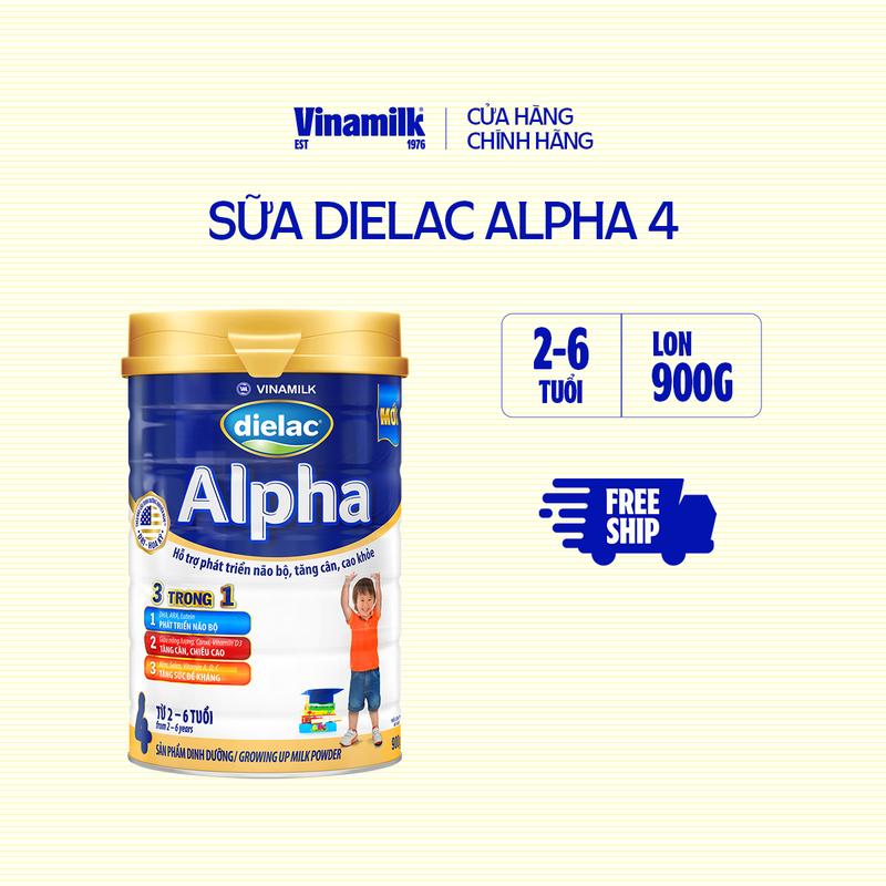  Sữa bột Vinamilk Dielac Alpha 4 hộp thiếc 900g cho trẻ từ 2-6 tuổi 