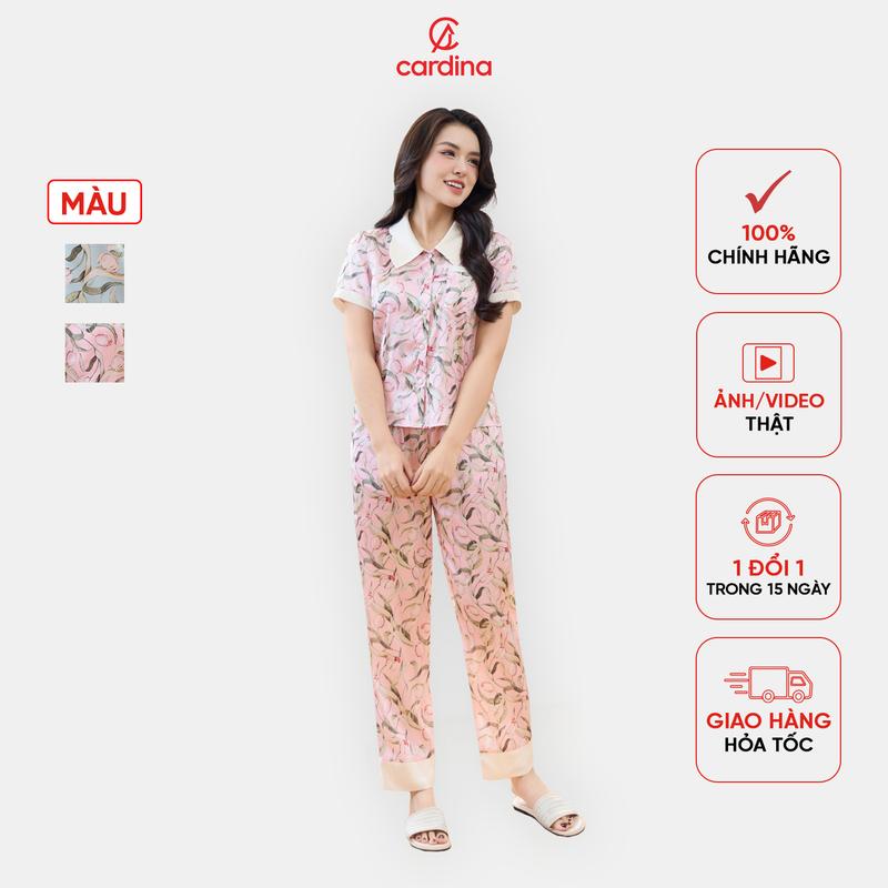 Đồ bộ nữ CARDINA pijama chất lụa satin cao cấp mềm mại dáng basic trẻ trung Y25 5PCD01