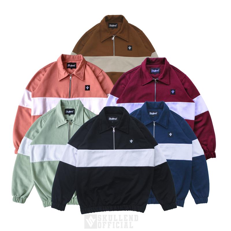 SKULLEND Rugby Vintage Sweater Hoodie  Premium panjang tebal Baju Pria Wanita Crewneck Hitam Sweatshirt  Kerah  Distro Casual Keren 4