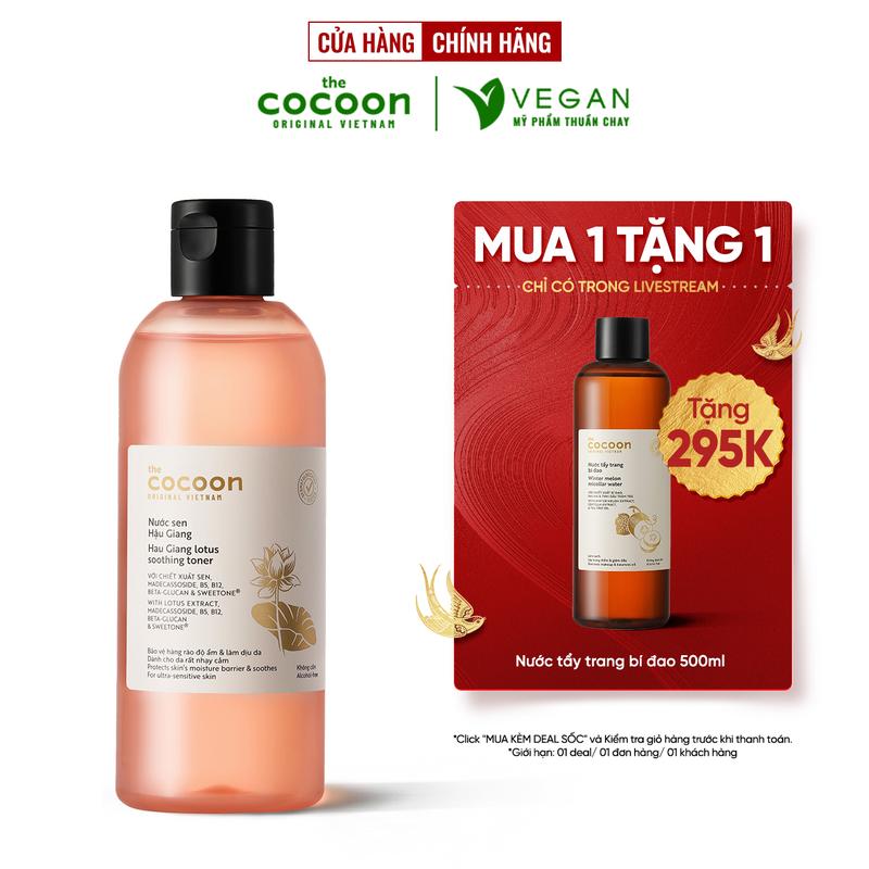 [CHỈ CÓ TRONG LIVESTREAM MUA 1 TẶNG 1] Toner nước cân bằng da SEN Hậu Giang Cocoon 310ml TẶNG Nước tẩy trang Bí đao 500ml làm sạch da Skincare Cấp Ẩm