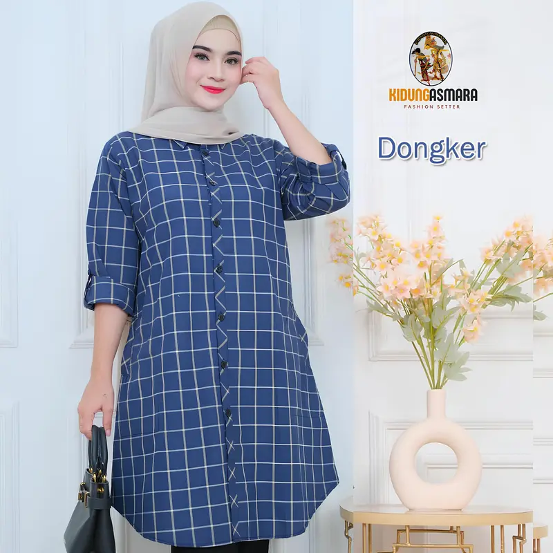 Long Tunik Panjang Kotak-Kotak Terbaru Kekinian LD 110 0