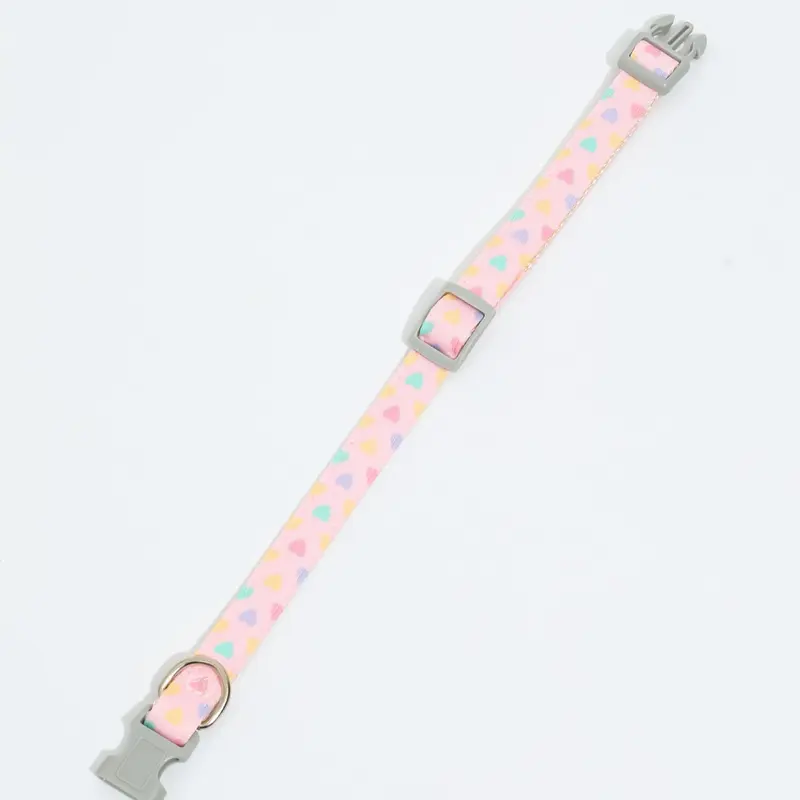 Colorful Heart Pattern Pet Collar with Buckle, 4 Counts/set Adjustable Pet Collar, Cute Pet Collar for Small Cats Dogs Outdoor Walking Running 2