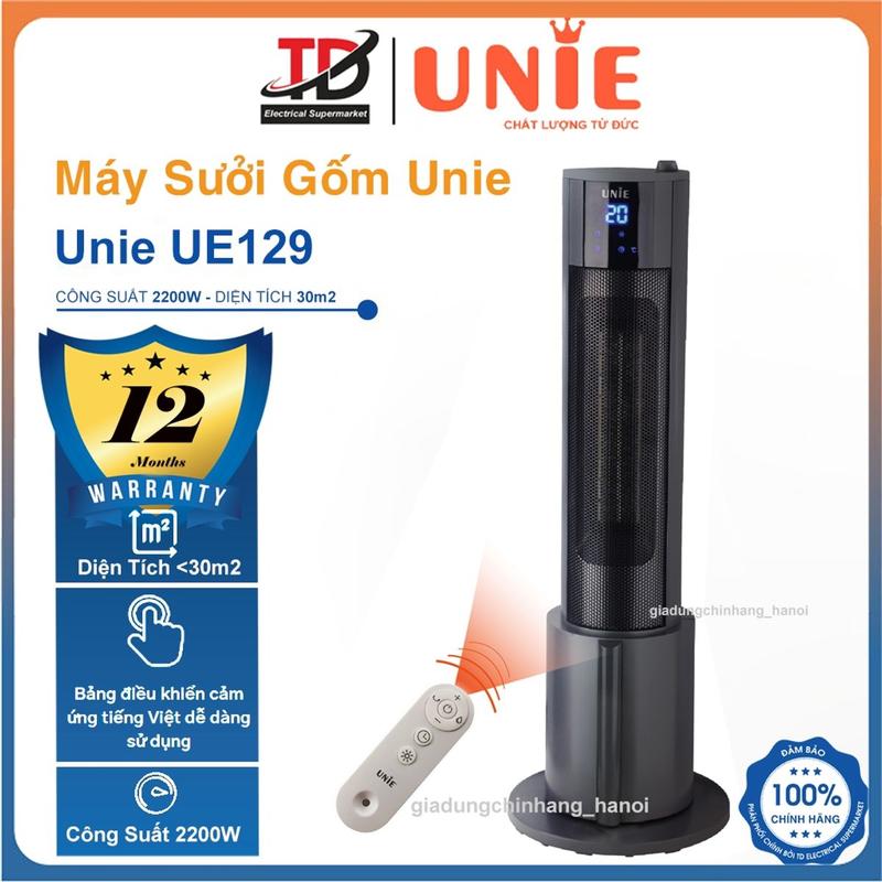 Máy Sưởi Gốm Unie UE129, Công Suất 2200w - Điều Khiển Từ Xa, Phun Hơi Bù Ẩm, Hàng chính hãnġ