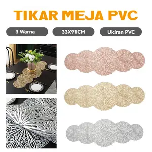 Tapis Meja PVC Anti Air dan Anti Panas - Pilihan Tapak Makanan, Tamu, Dekorasi Ruangan, Insulasi Terbaik, Motif Bunga Modern, Meja Ringan dan Durable