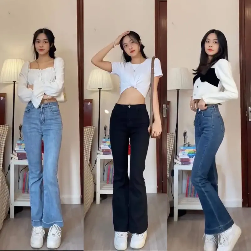 Quần Jean Ống Loe Chất Co Giãn QJ10 Nữ Women  Pants Ong Denim 7