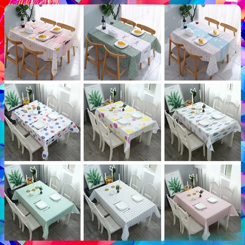 Ready Stock PVC Table Cloth Waterproof Plastic Table Plaid Dustproof Cover Oilproof Tablecloth