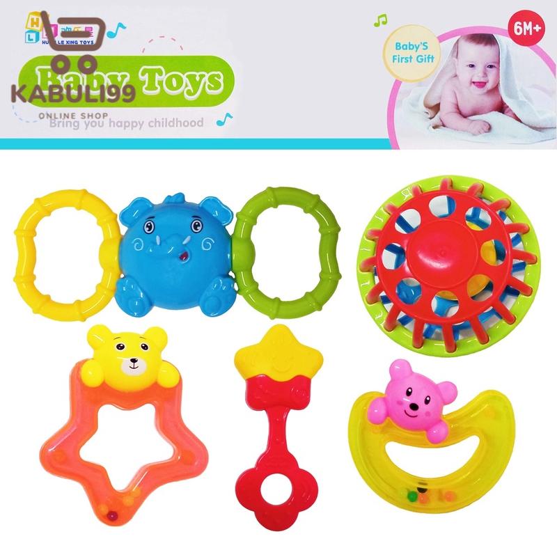 Baby Rattles Shaker 5 in 1 Hand Toys for Infant Plastic Handle - TikTok ...