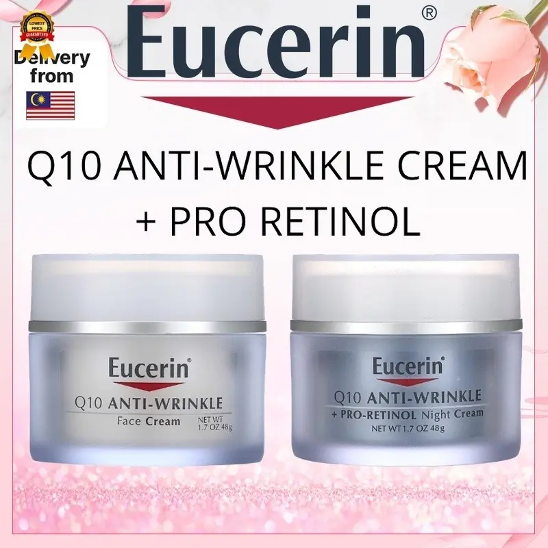 Krim Muka Anti-Kedutan Eucerin Q10, 48g, Krim Malam Retinol Pro, [Spot Goods] Kulit Skincare Wajah