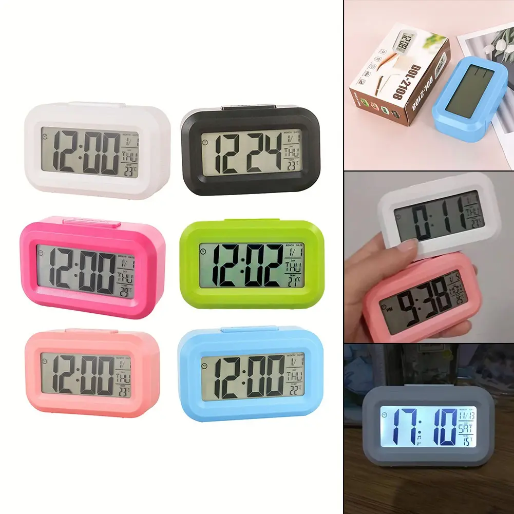Jam Penggera Digital LED, Skrin Elektronik, Desktop, Sesuai untuk Rumah dan Pejabat, Lampu Latar, Fungsi Tunda