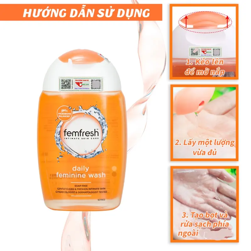 ID1 BÉ FEMFRESH MÀU CAM CHAI 150 ML Nước rửa vệ sinh hàng ngày cho người lớn Hàng chính hãng có tem phụ 3