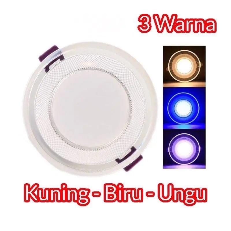 LAMPU DOWNLIGHT LED 3 WARNA 6WATT / KUNING BIRU UNGU / PUTIH KUNING WARMWHITE / PANEL LED /LAMPU PLAFON Saklar 4