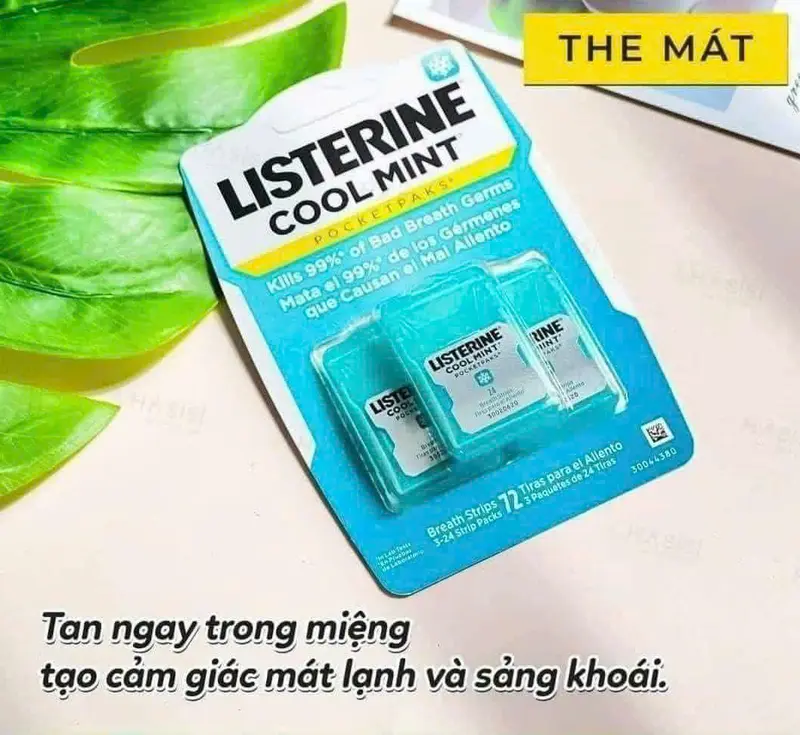 Bộ 3 vỉ miếng ngậm thơm miệng Listerine Cool Mint Pocketmist 72 miếng (hàng chuẩn Mỹ) 2