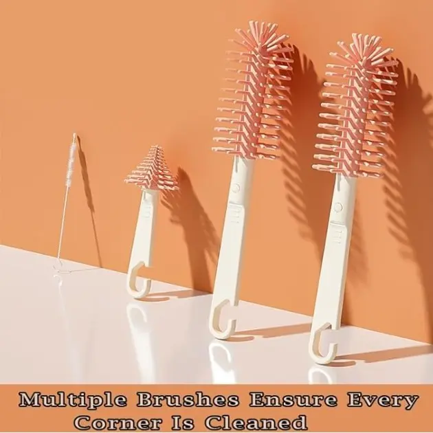 【COD】Portabel 6 IN 1 Set Sikat Botol Susu Bayi untuk Perjalanan Dan Rumah Multifungsi Brush Set Travel 6in1 3