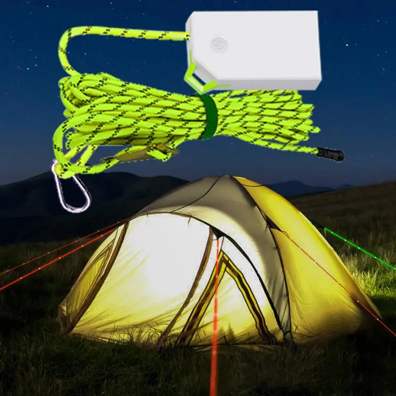 3M/5M Glow Rope Light, 4 Lighting Modes IP64 Waterproof LED Light with Aluminum Alloy Fastener, High Tensile Strength for Camping/Hiking/Rescue
