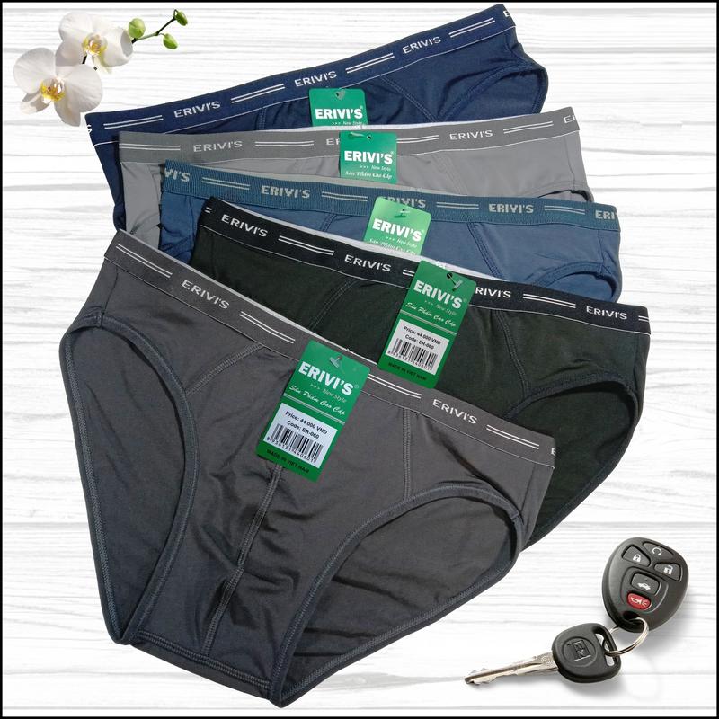 Bộ 5 quần lót nam Erivis lưng bản nhỏ, chất liệu thun lạnh co giãn 4 chiều Menswear Sịp