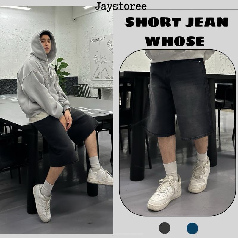 Quần short jean ống rộng WHOSE màu XANH XÁM ĐEN - Quần ngố bò form Nam nữ unisex Jaystoree Menswear Ong Có Túi