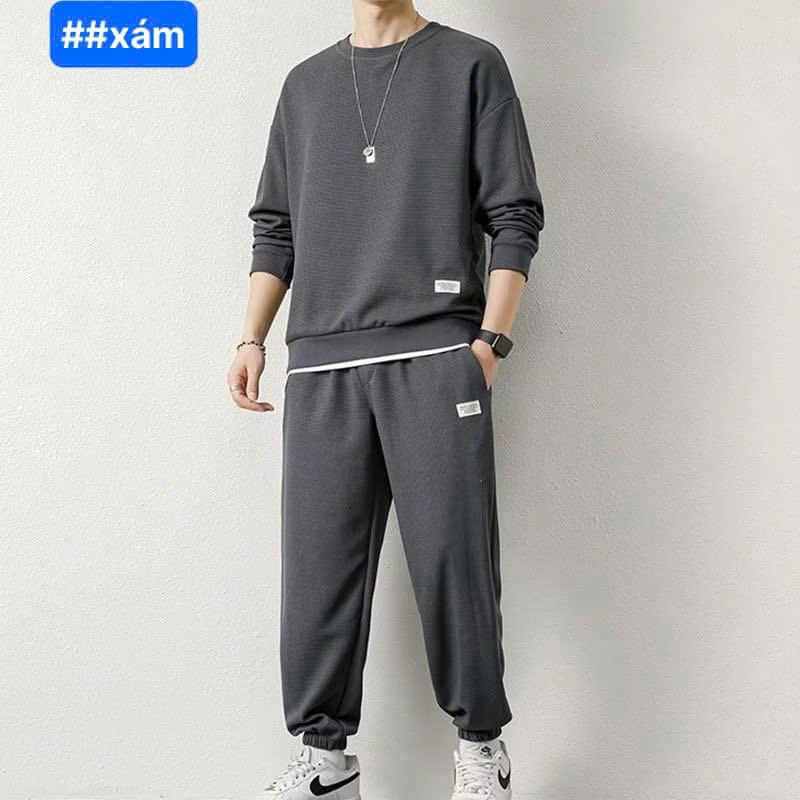 Sét bộ thu đông unisex chất tô ong lyer mềm min từ 40-85kg Nam Nam Áo Menswear 7
