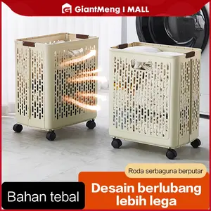 GiantMeng - Keranjang Laundry Lipat Roda | Keranjang Baju Kotor Serbaguna Hemat Ruang | Laundry Basket Portable Anti Air TikTok Viral