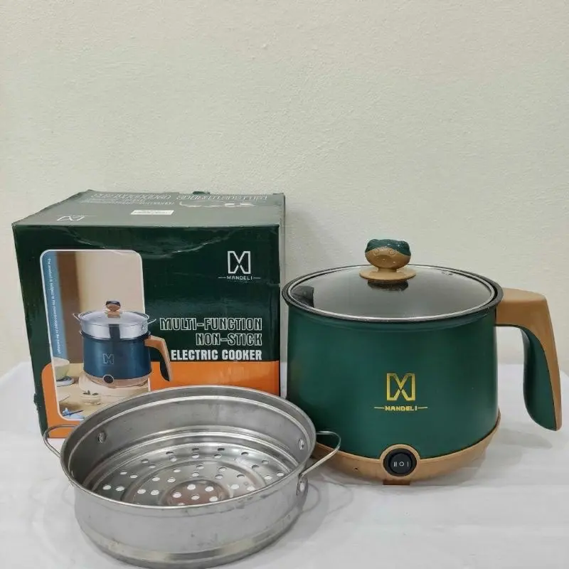 Nồi Lẩu Điện Mini Nấu Mì 2 Tầng Kèm Giá Hấp Đa Năng Nướng, Luộc, Chiên Chống Dính Vấn Đá Tiện Lợi Nồi Điện 2