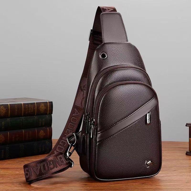 Túi Đeo Chéo Da Nam, Kangaroo, Túi Đeo Ngực, Túi Pannier Ba Lô, Đa Năng, Dung Lượng Lớn, Túi Đeo Một Bên Vai Đi Chơi Hàng Mới Về 0
