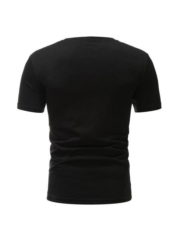 Men's Colorblock Short Sleeve Tee, Regular Fit Casual Comfy Round Neck T-shirt for Daily Wear, Men's Top for Summer 1