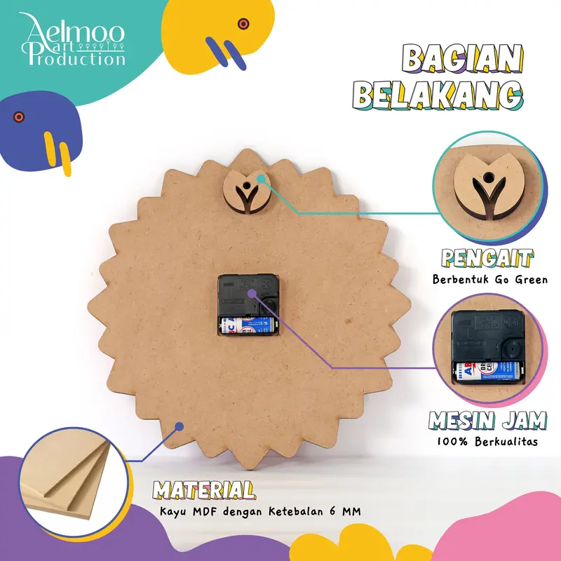 Jam Dinding Custom Wedding Moslem Kado Nikah Kayu Mesin 3