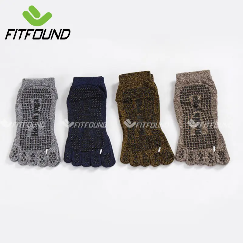Tất / Vớ Chân Nam Freesize 39-43 Tập Yoga Pilates Len Co Giãn Đính Hạt Chống Trượt Thấm Mồ Hôi Chia 5 Ngón- Mẫu W