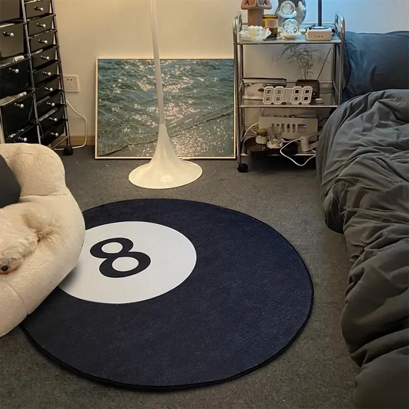 Black and white simple boys' bedroom black 8 carpet billiards 8 anti-slip floor flats home living room ins style photo bedroom bedside blanket