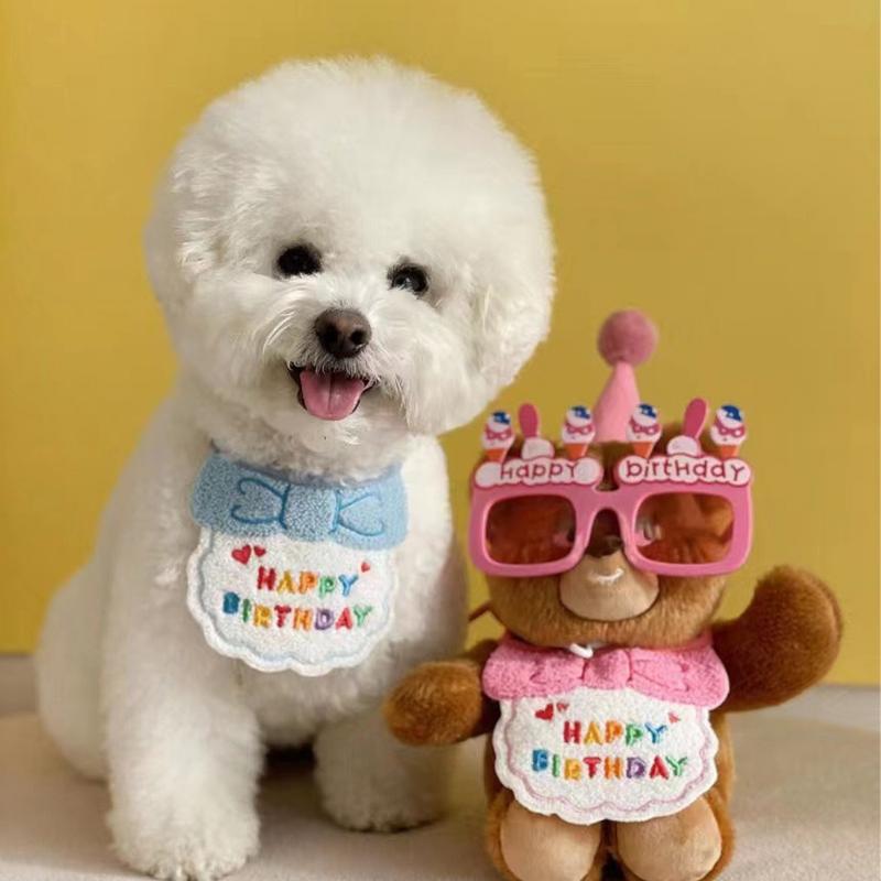 Product Introduction of AimayaPet Pet Cute Bib Drool Scarf Hat Cat Dog Pet Party Macaroon Color Dog Birthday Bib 13