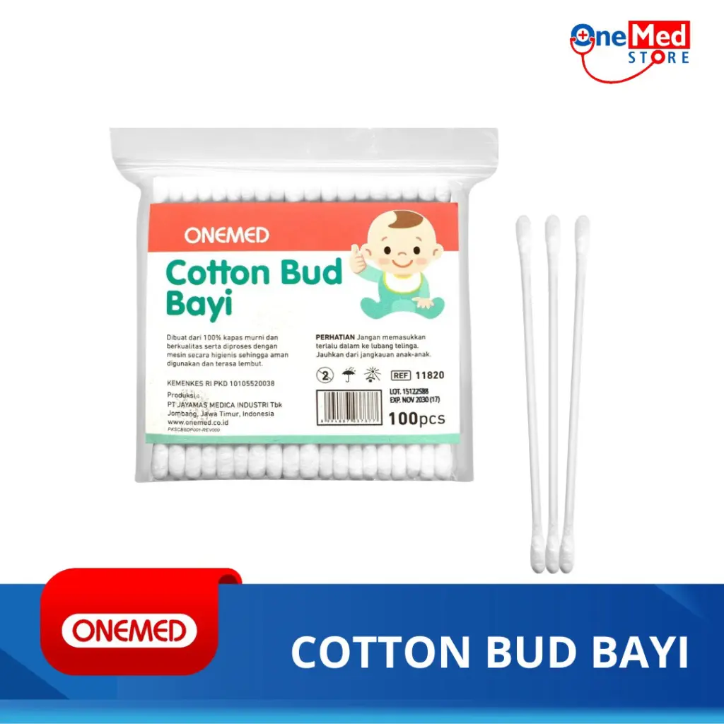 ONEMED Cotton Bud Baby Pack Isi 100 Pcs | Korek Kuping Bayi